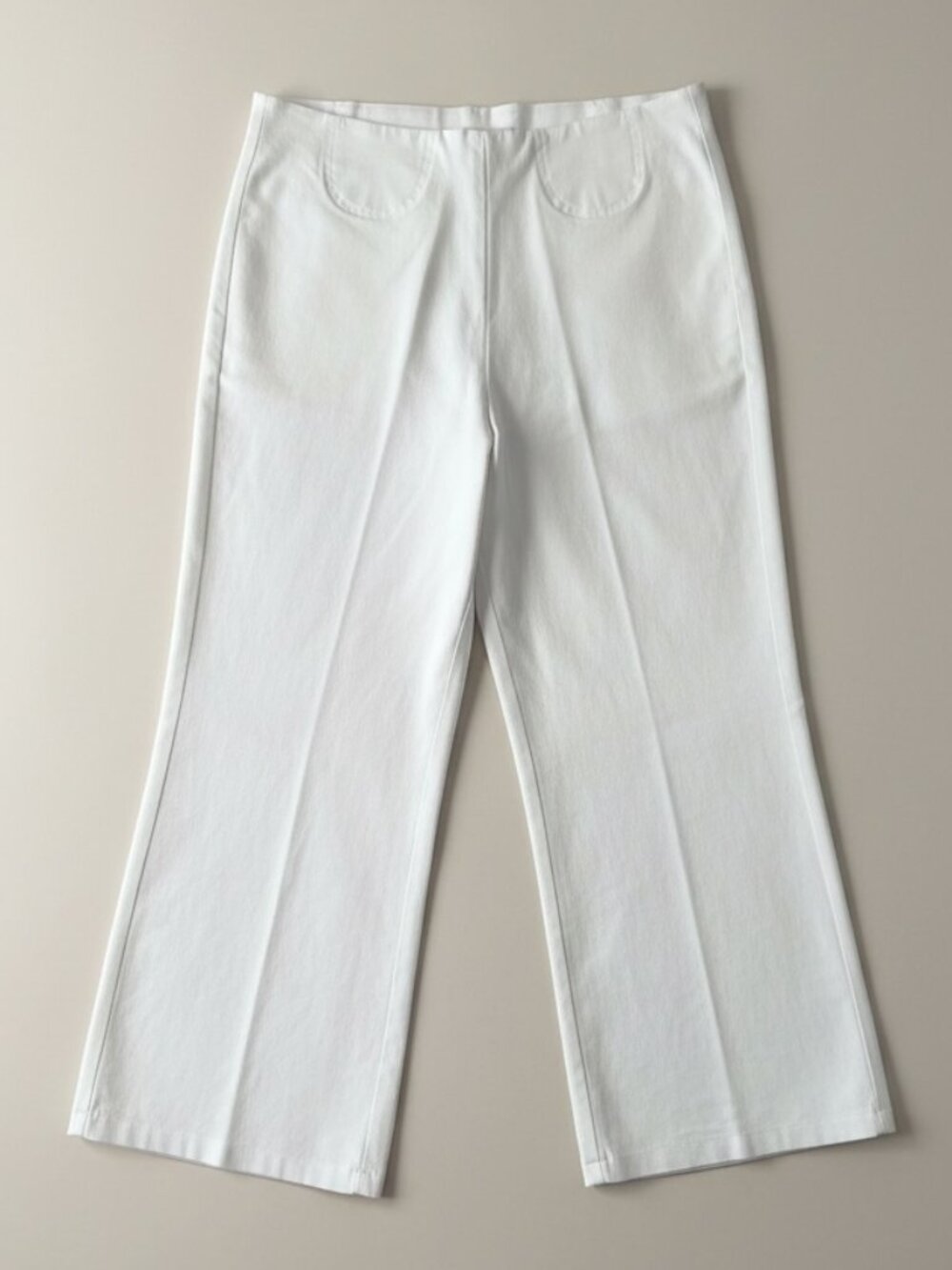Equestrian Women’s White Wide‑Leg Pants High Rise Elastic Waist